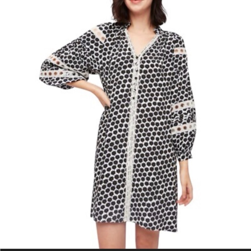 Diane Von Furstenberg Floral Black and White Top